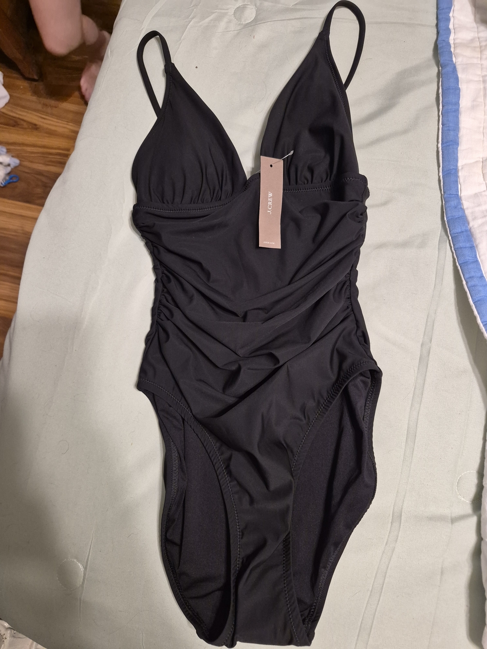J.Crew Black Ruched One-Piece Swimsuit